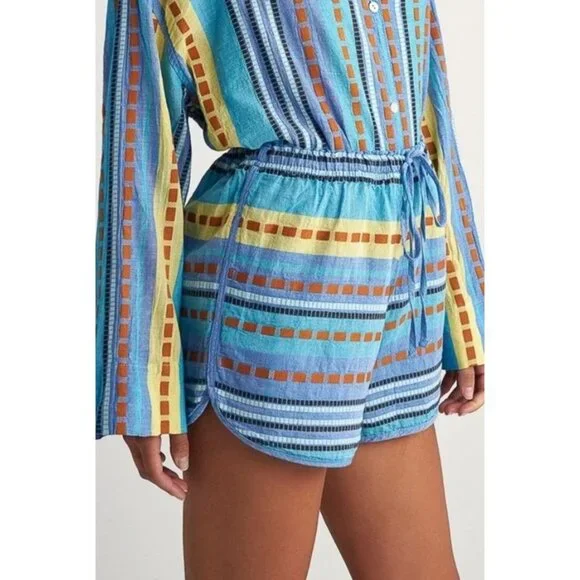 Pearl & Caviar Artsey Grecian Lagenlook Boho Striped Alonissos Shorts Size M NWT - Picture 11 of 11